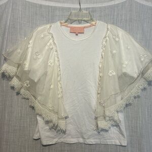 BAPY by A Bathing Ape Japanese Fashion Brand White Embroidered Lace Overlay Top